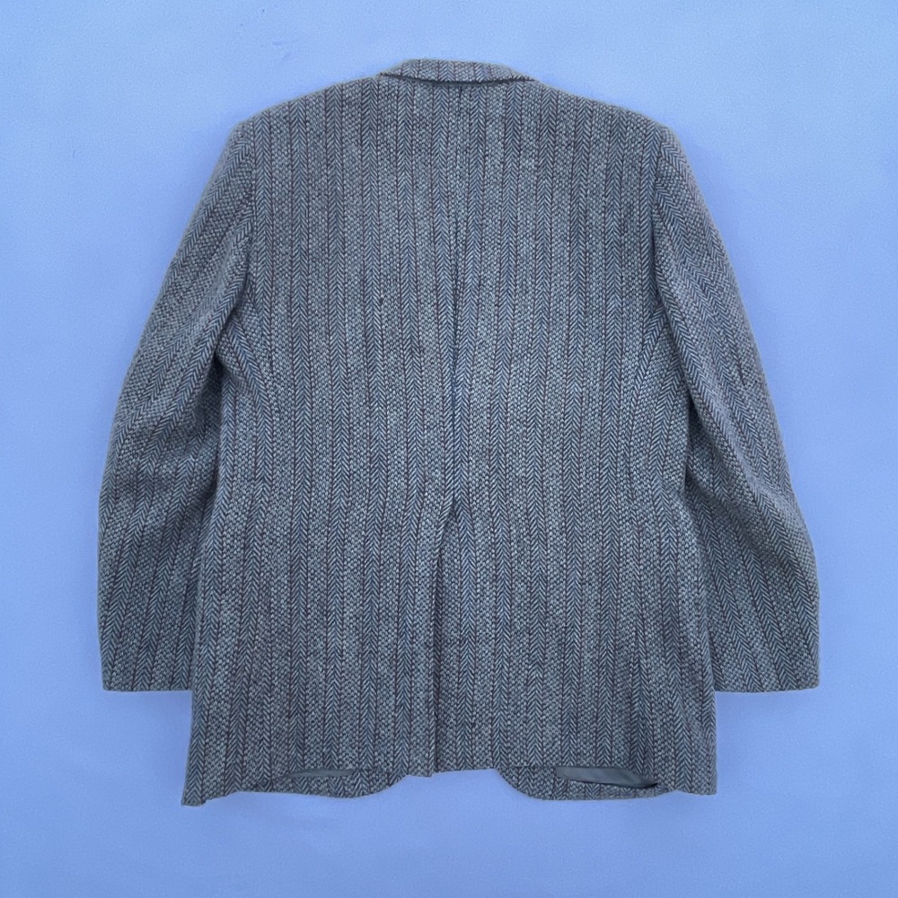 Vintage 1960s Harris Tweed Herringbone Blazer 42R Brown 100% Wool Made In USA - Picture 16 of 16